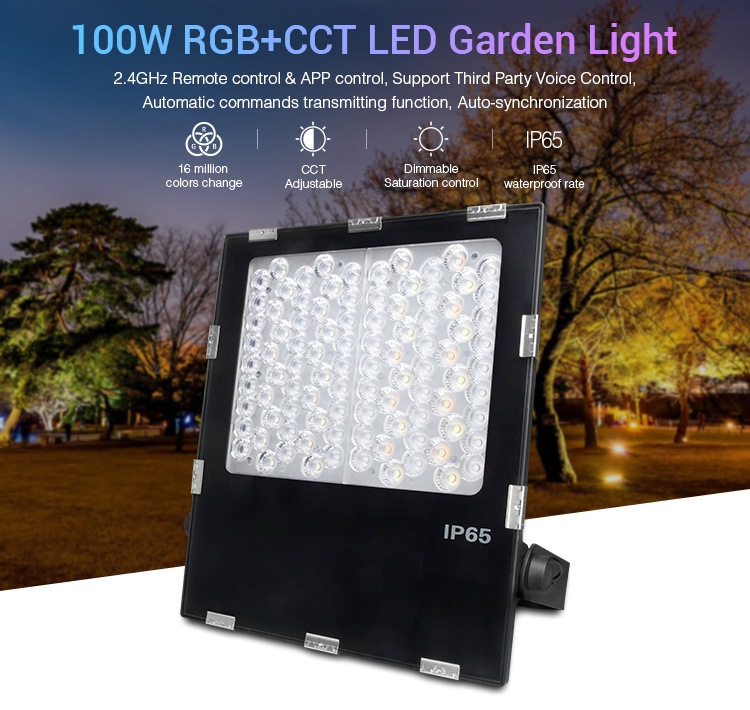 Color Changing LED Flood Lights - MiLight 100W RGB+CCT LED Garden Light