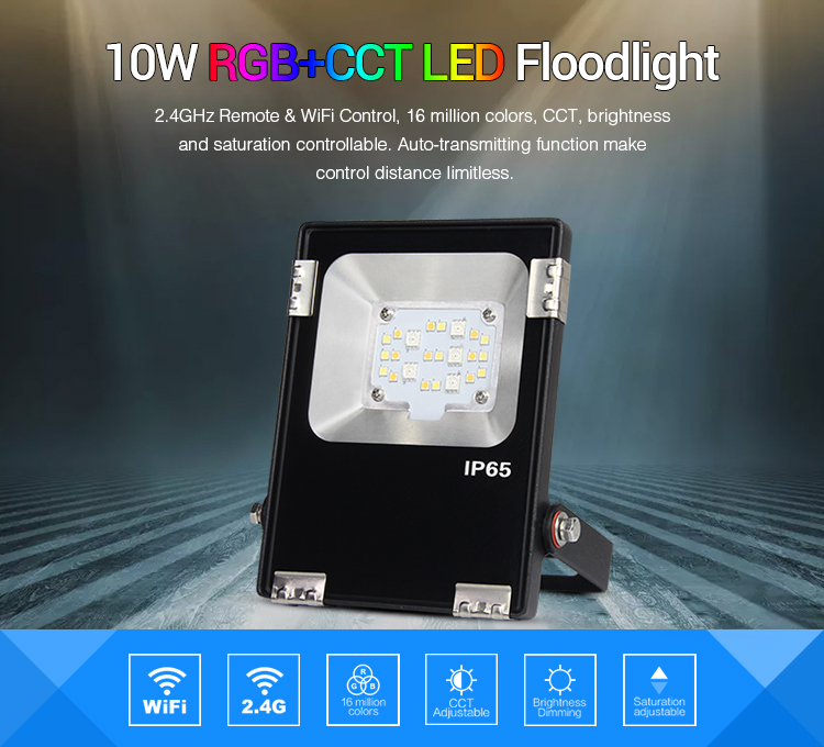Color Changing LED Flood Lights - 24V MiLight 10 Watt RGBWW Flood Fixture