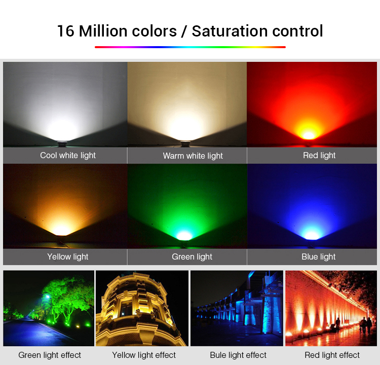 Color Changing LED Flood Lights - 24V MiLight 10 Watt RGBWW Flood Fixture