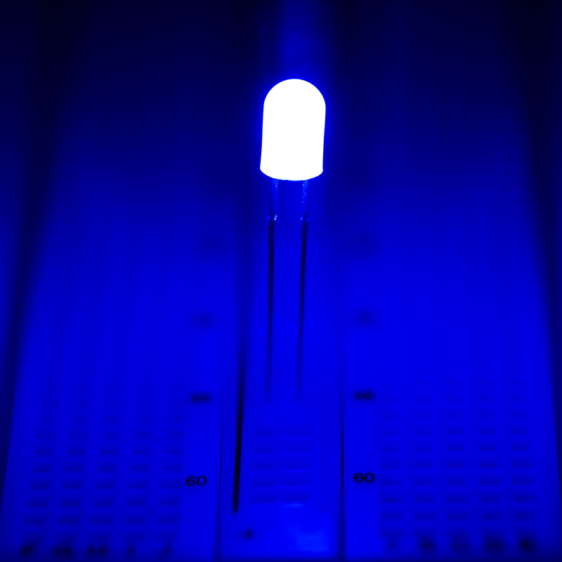 5mm Blue Through Hole LED - 462 nm - T1 3/4 LED w/ 360 Degree Viewing Angle - Click Image to Close