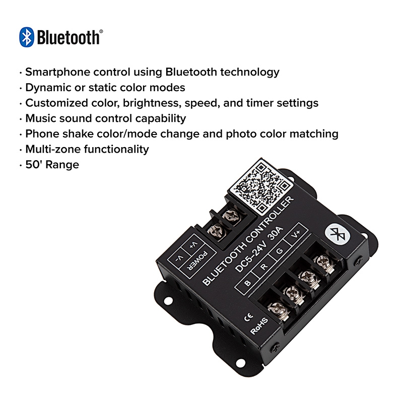 Bluetooth RGB LED Controller - Smartphone Compatible - 10 Amps/Channel