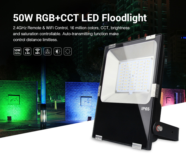 Color Changing LED Flood Lights - MiLight 50 Watt RGBWW Flood Fixture