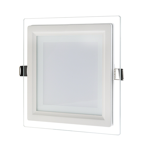 6" Square LED Recessed Light with Decorative Edge Lit Glass Panel Accent Light - 60 Watt Equivalent - 770 Lumens