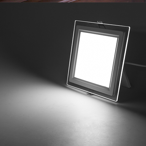 6" Square LED Recessed Light with Decorative Edge Lit Glass Panel Accent Light - 60 Watt Equivalent - 770 Lumens