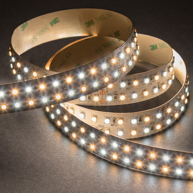 5m Tunable White LED Strip Lights - Color-Changing LED Tape Light - Dual-Row - 24V - IP20