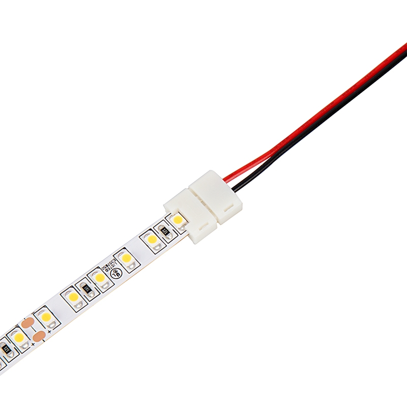 Solderless Clamp On Pigtail Adapter for 8mm Single Color LED Strip Lights - 6"